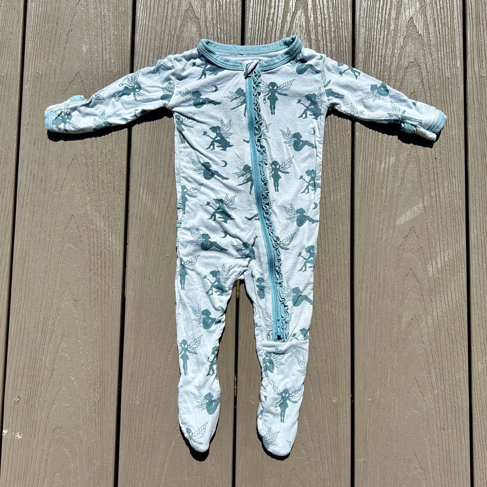 Kickee Pants Fairy Print Footie - Blue